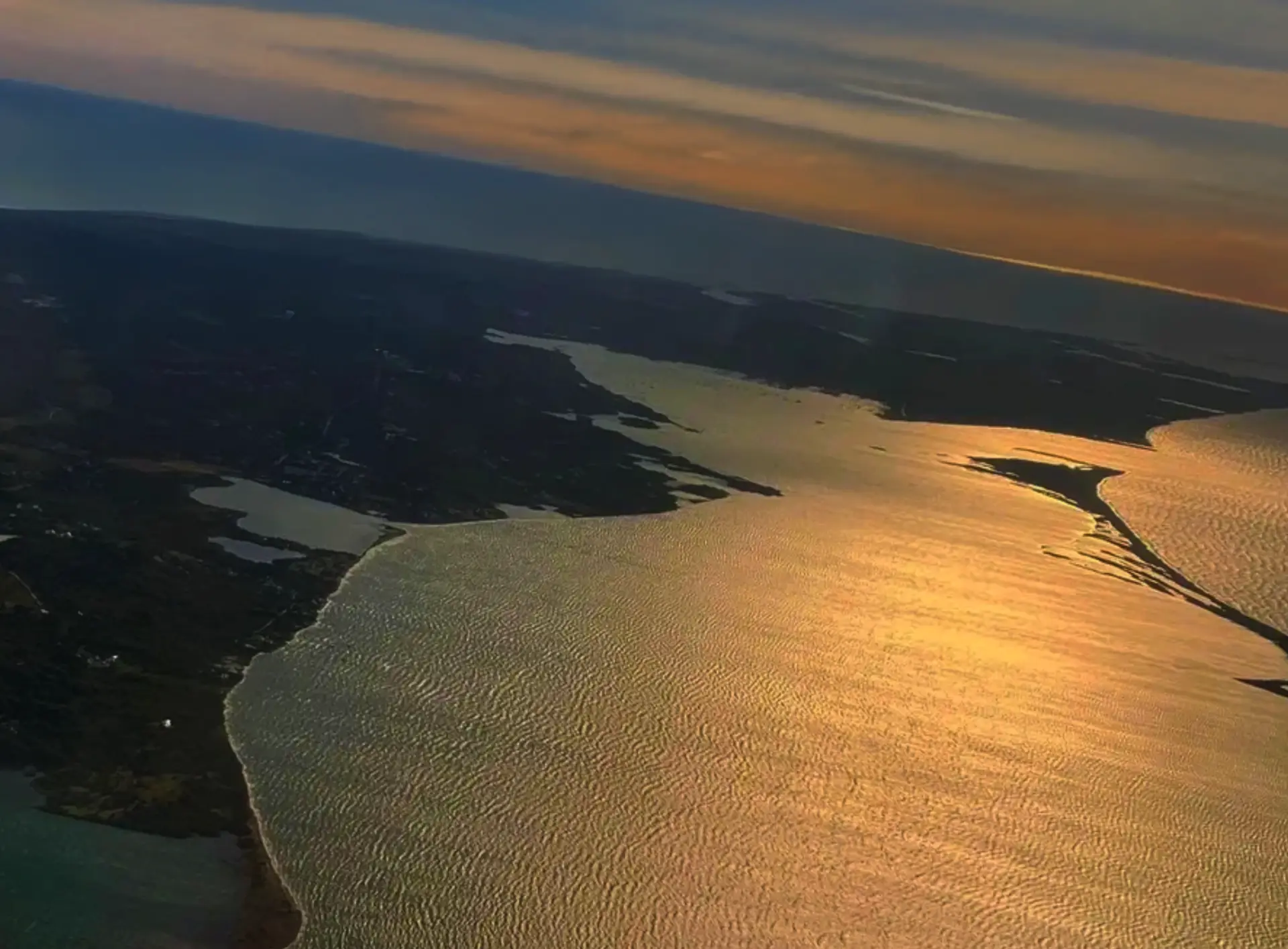 Nantucket from the air at sunset