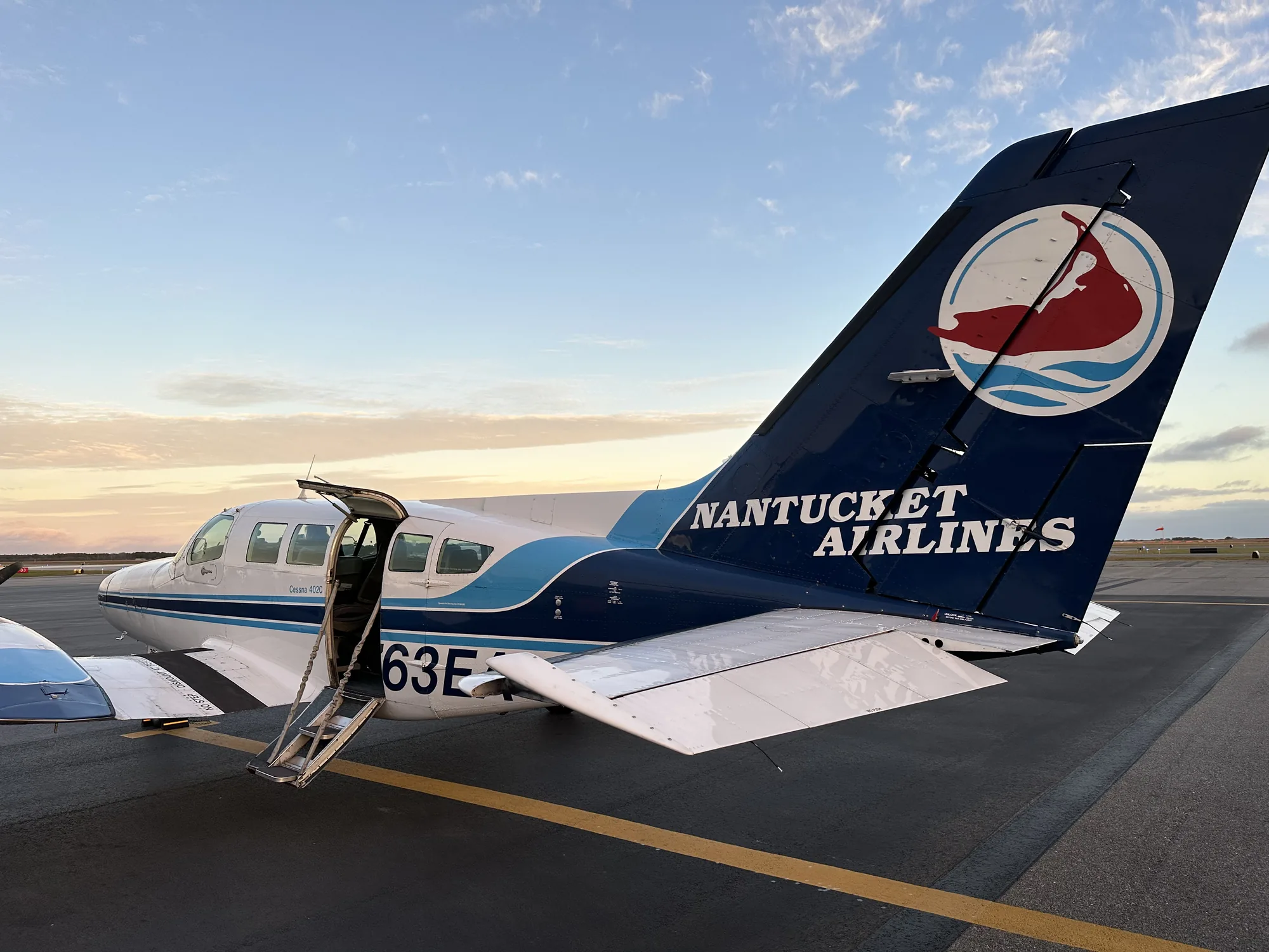 Nantucket Airlines plane on the tarmac at Nantucket Memorial Airport