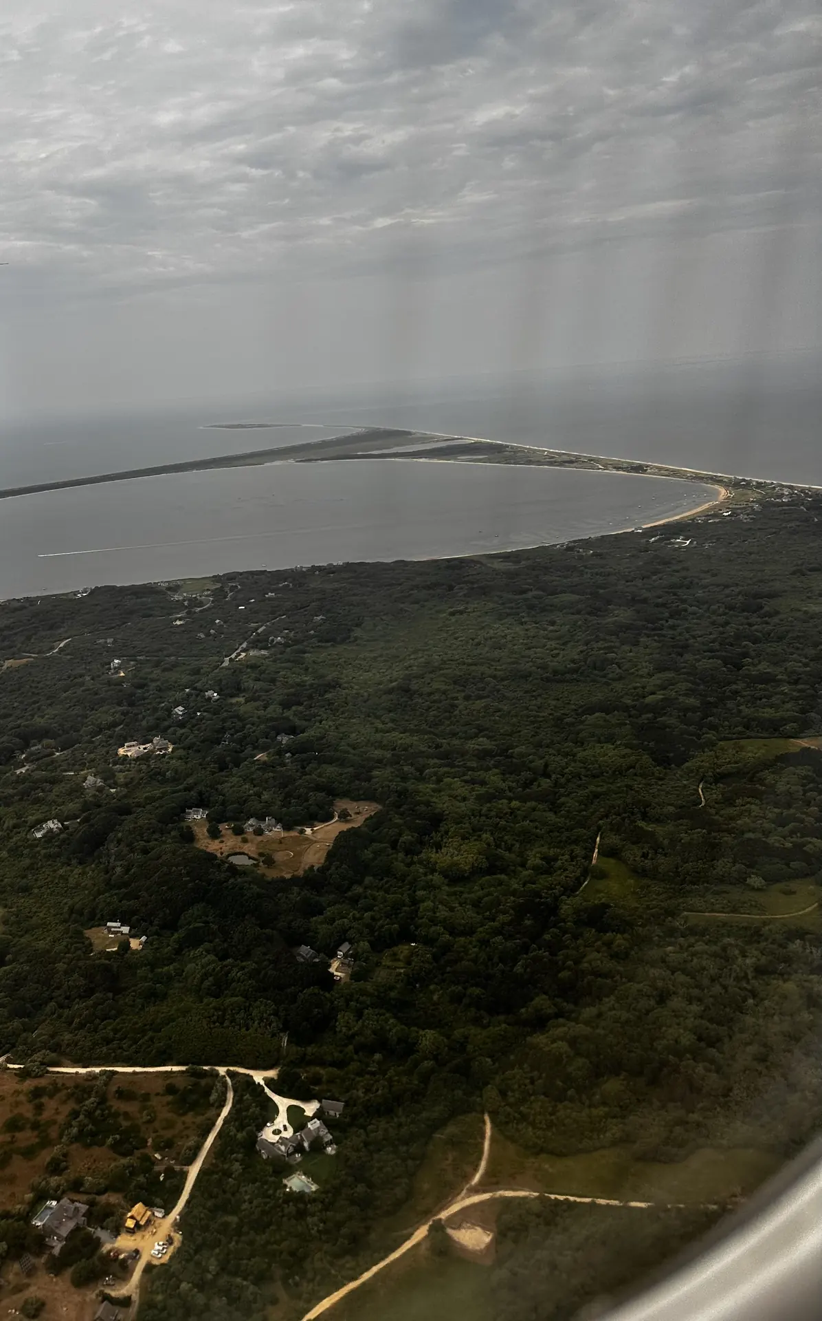 Aerial view of the head of Nantucket Harbor near the Pocomo real estate area