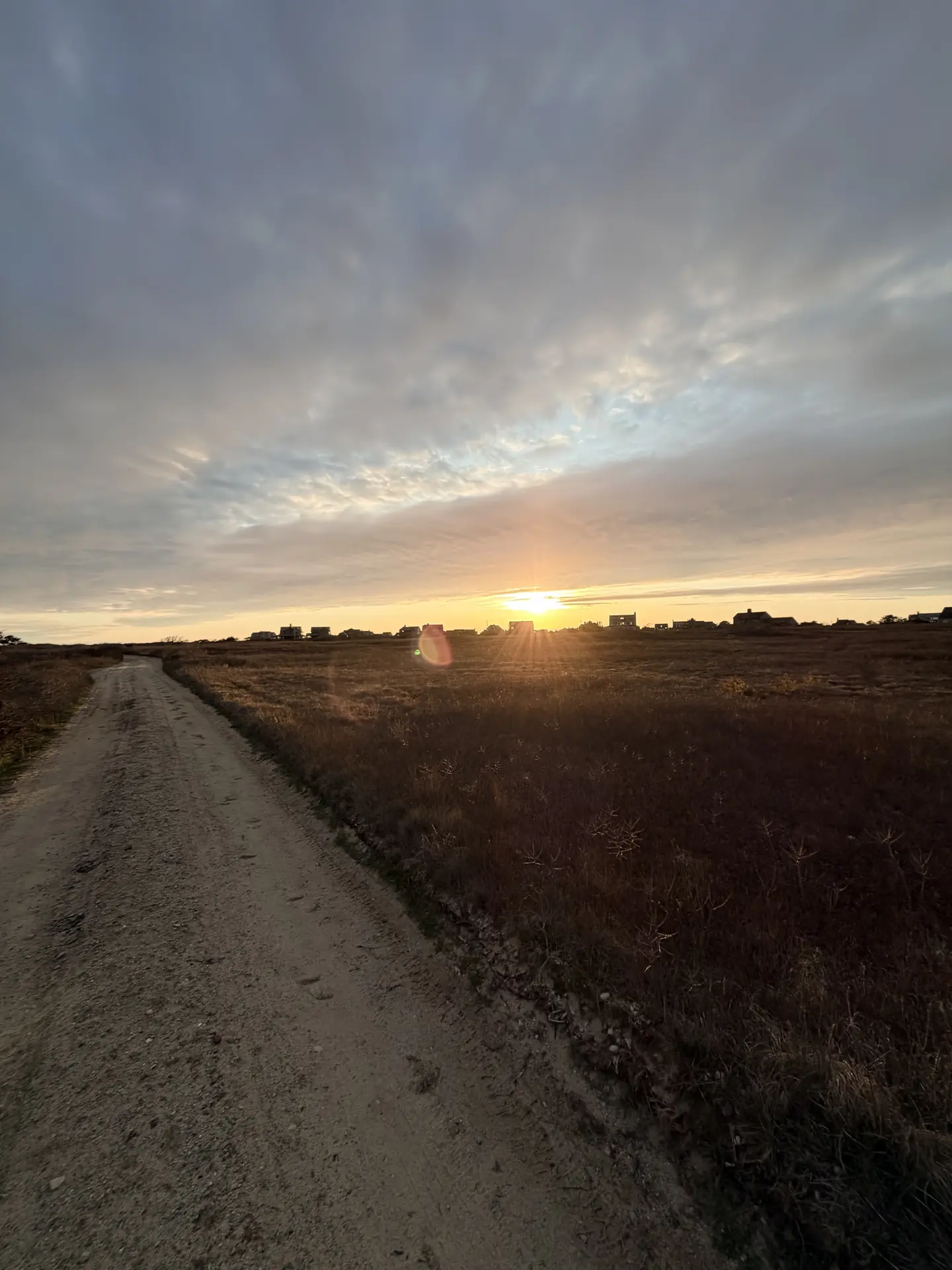 Road through the moors at sunset, Mid Island Nantucket
